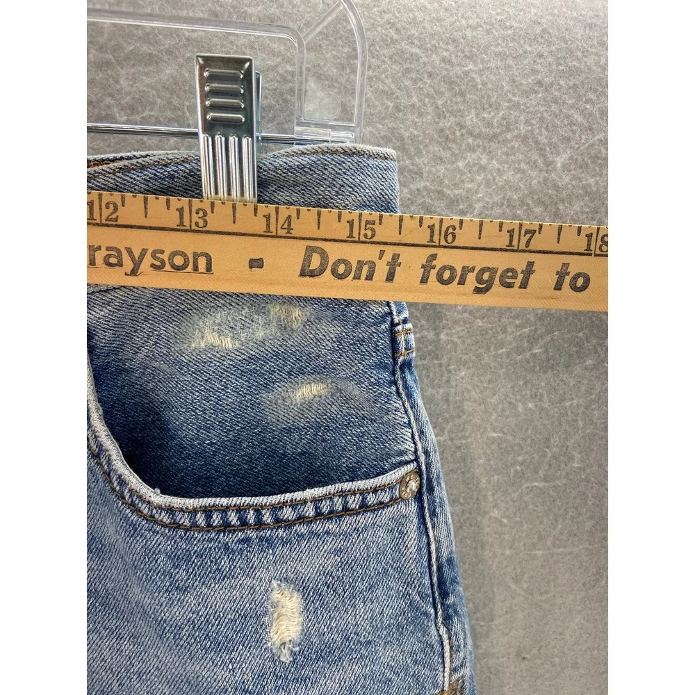 We The Free Jean Shorts Womens Sz 29 Makai Cut Off Denim Blue Distressed Hem